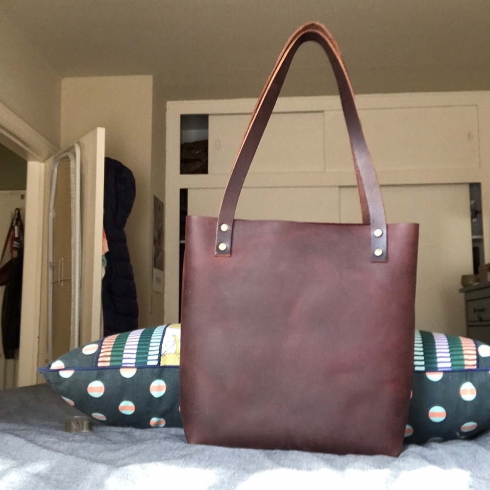 Portland Leather small tote in merlot